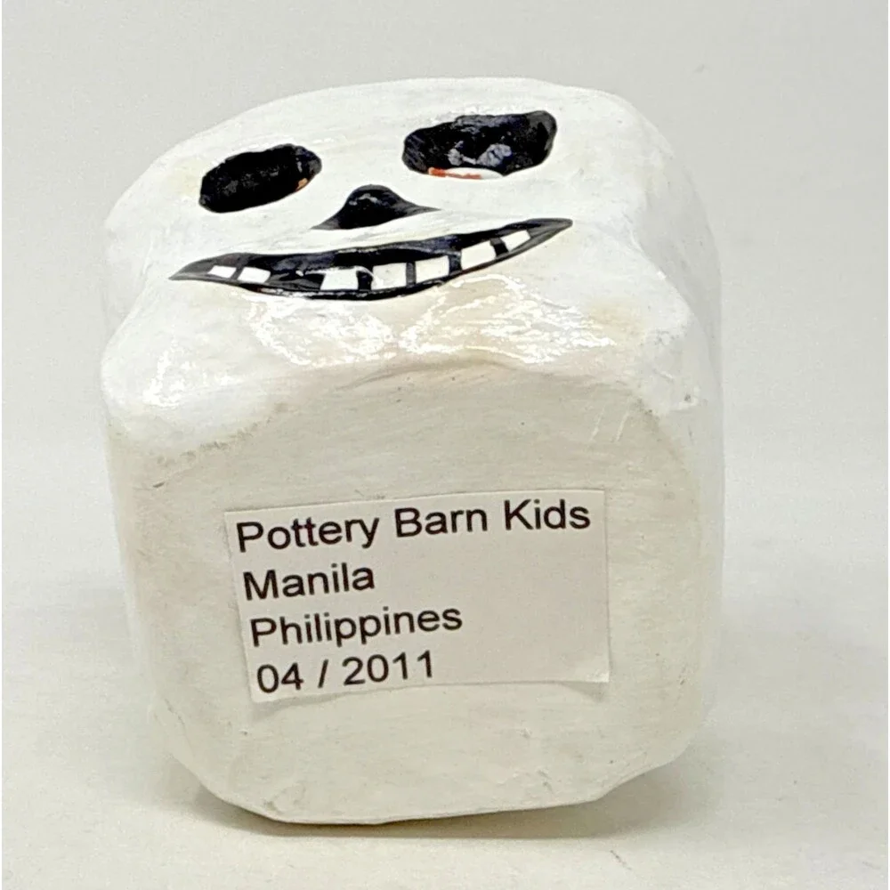 Pottery Barn Kids Paper Mache Owl & Skull Mini Candy Holder Halloween 3x3 Retro